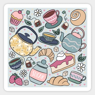 Cute tea party a fun tea time pattern Magnet